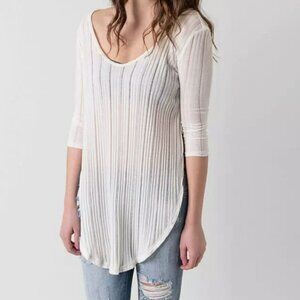 Free People Scoop Neck Back Cut Out Long Sleeved Ribbed Top GC Size S